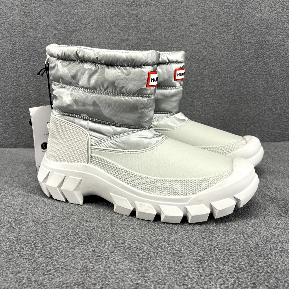 Hunter short Boots Metallic Gray Camo Insulated‎ Snow Womens 9 Waterproof